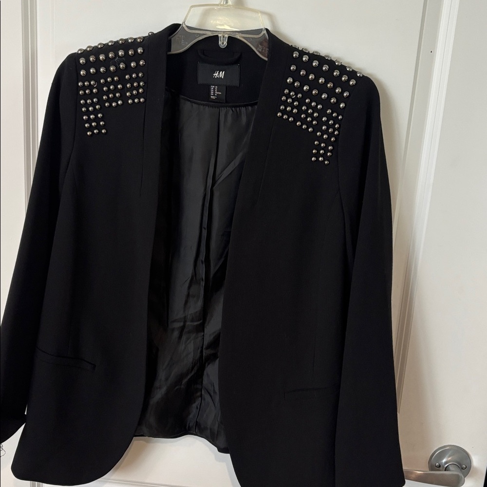 H&M Black Blazer with Studded Detail